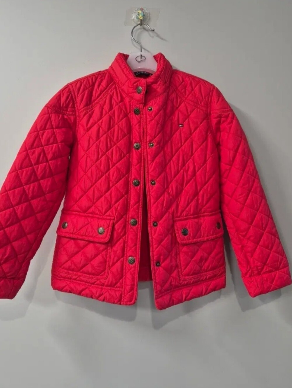 NEW NWT Tommy Hilfiger Red Quilted Diamond Jacket Coat Puffer Youth Girls Large